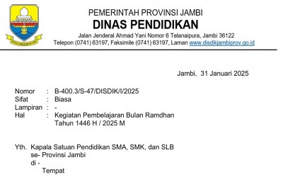 Pengaturan Pembelajaran di Bulan Ramadan 1446 H di SMAN 15 Tanjung Jabung Barat