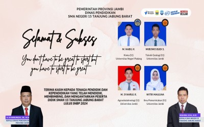 Selamat dan Sukses, 4 Orang Siswa Eligible SMAN 15 Tanjung Jabung Barat Diterima PTN Melalui SNBP 2024